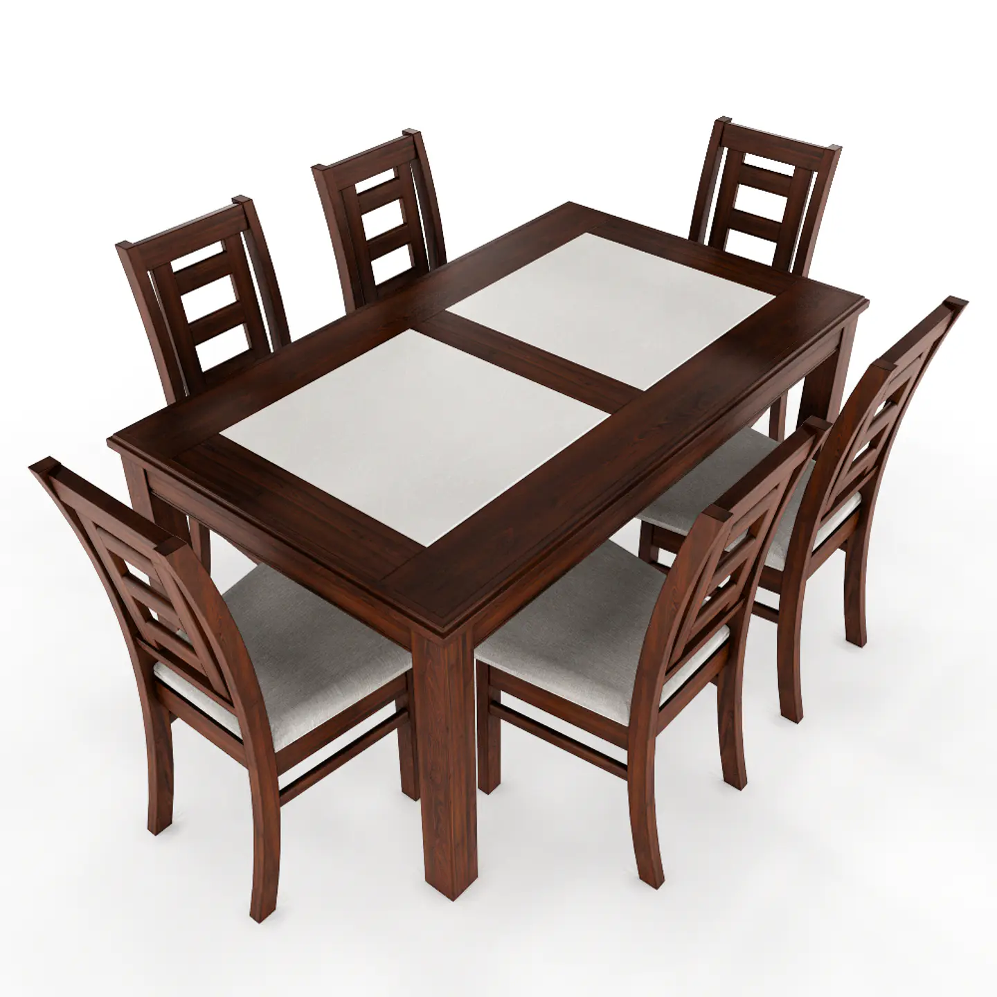 JUEGO DE COMEDOR PORCELANATO SEVILLA 6 PERSONAS NOGAL MADERA 1