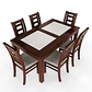 JUEGO DE COMEDOR PORCELANATO SEVILLA 6 PERSONAS NOGAL MADERA - Miniatura 1