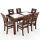 JUEGO DE COMEDOR PORCELANATO SEVILLA 6 PERSONAS NOGAL MADERA - Miniatura 3