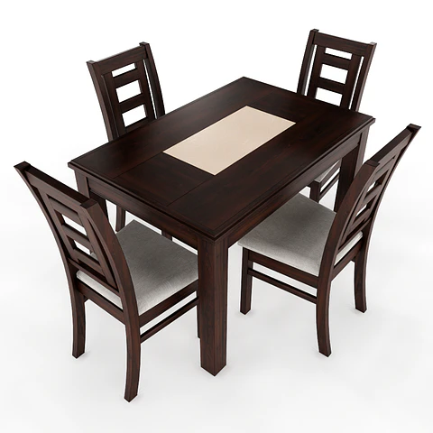 JUEGO DE COMEDOR PORCELANATO SEVILLA 4 PERSONAS CHOCOLATE MADERA