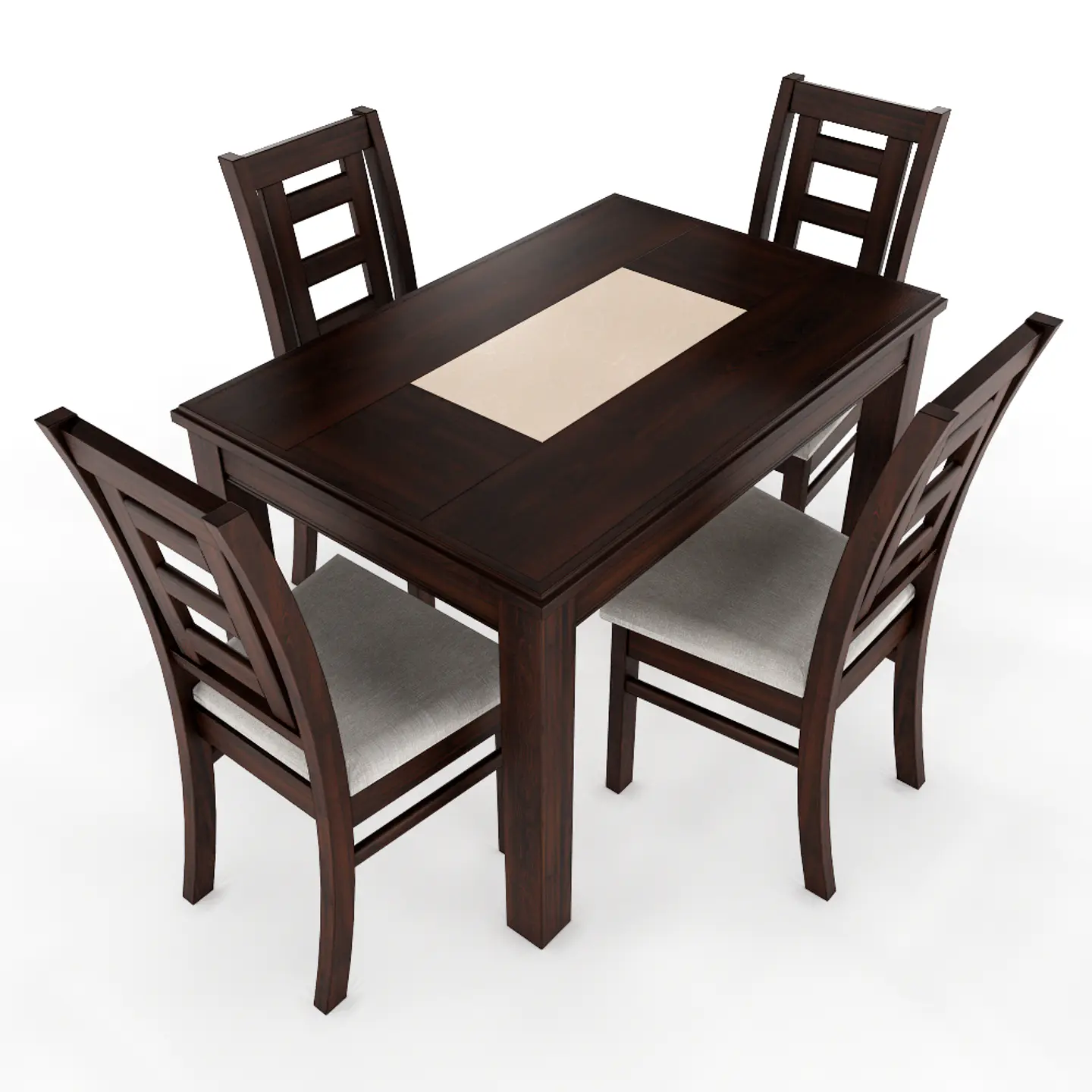 JUEGO DE COMEDOR PORCELANATO SEVILLA 4 PERSONAS CHOCOLATE MADERA 1