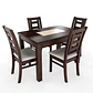 JUEGO DE COMEDOR PORCELANATO SEVILLA 4 PERSONAS CHOCOLATE MADERA - Miniatura 2