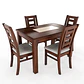 JUEGO DE COMEDOR PORCELANATO SEVILLA 4 PERSONAS NOGAL MADERA - Miniatura 3