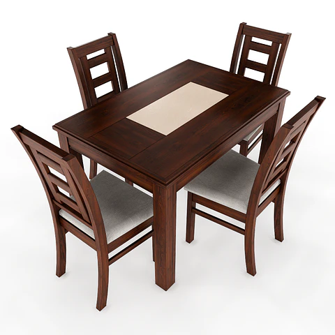 JUEGO DE COMEDOR PORCELANATO SEVILLA 4 PERSONAS NOGAL MADERA