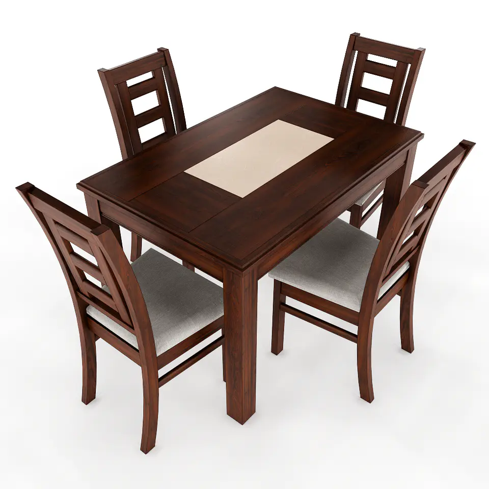 JUEGO DE COMEDOR PORCELANATO SEVILLA 4 PERSONAS NOGAL MADERA 1