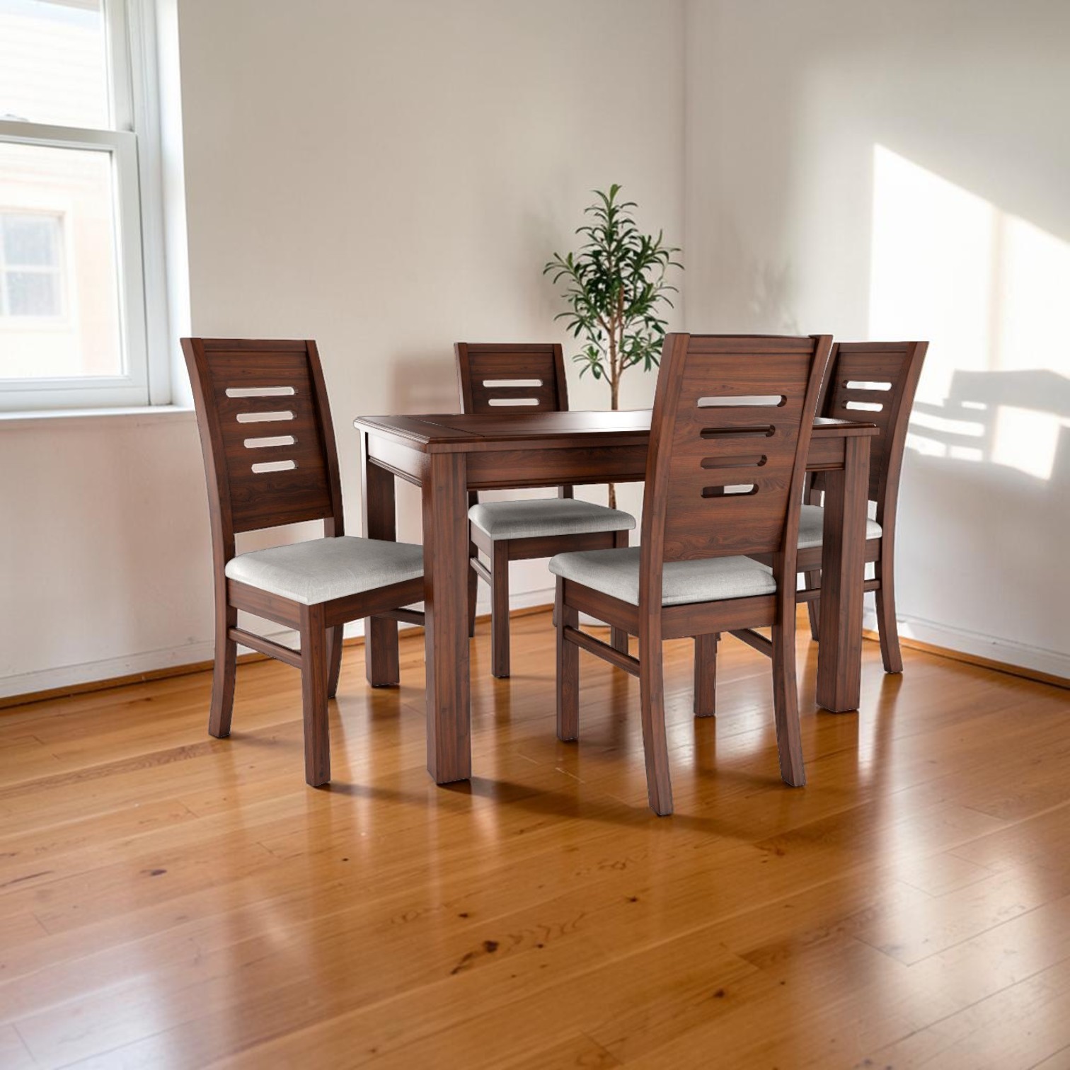 Juego de comedor Nogal Roma 4 sillas  5
