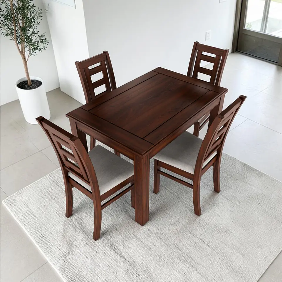 Juego de comedor nogal sevilla 4 sillas  5