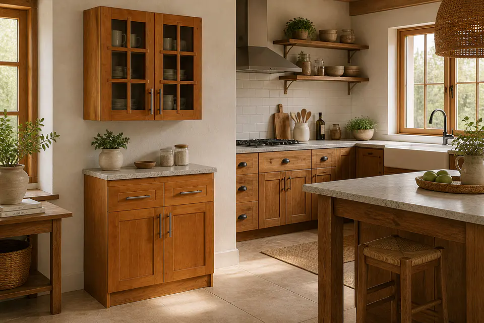 Mueble de Cocina Set Elevacion y base Berin Madera Nogal 2 Puertas 4