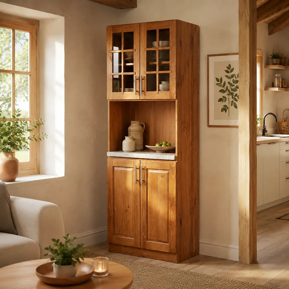 Mueble de Cocina para Microondas Berin Madera Nogal 4