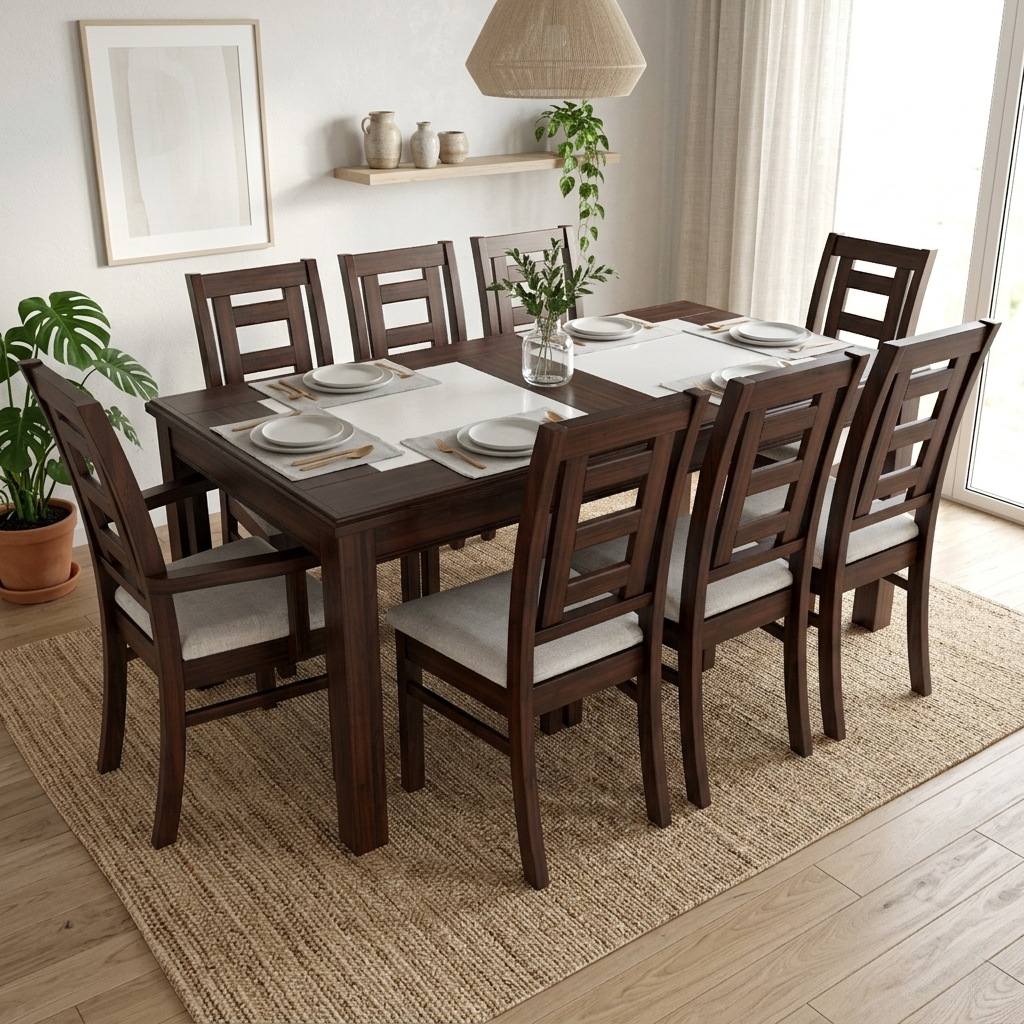 Juego de comedor porcelanato sevilla 8 personas chocolate incluye 2 sitiales 6