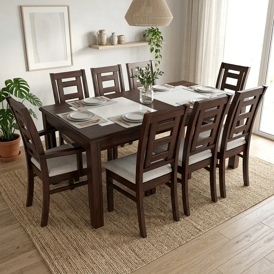 Juego de comedor porcelanato sevilla 8 personas chocolate incluye 2 sitiales 6