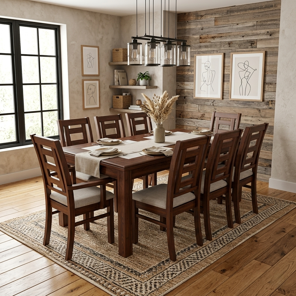 Juego de comedor porcelanato sevilla 8 personas nogal incluye 2 sitiales  6