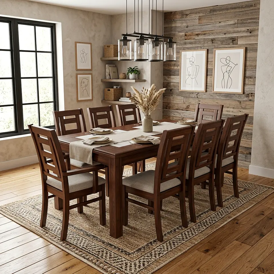 Juego de comedor porcelanato sevilla 8 personas nogal incluye 2 sitiales  6