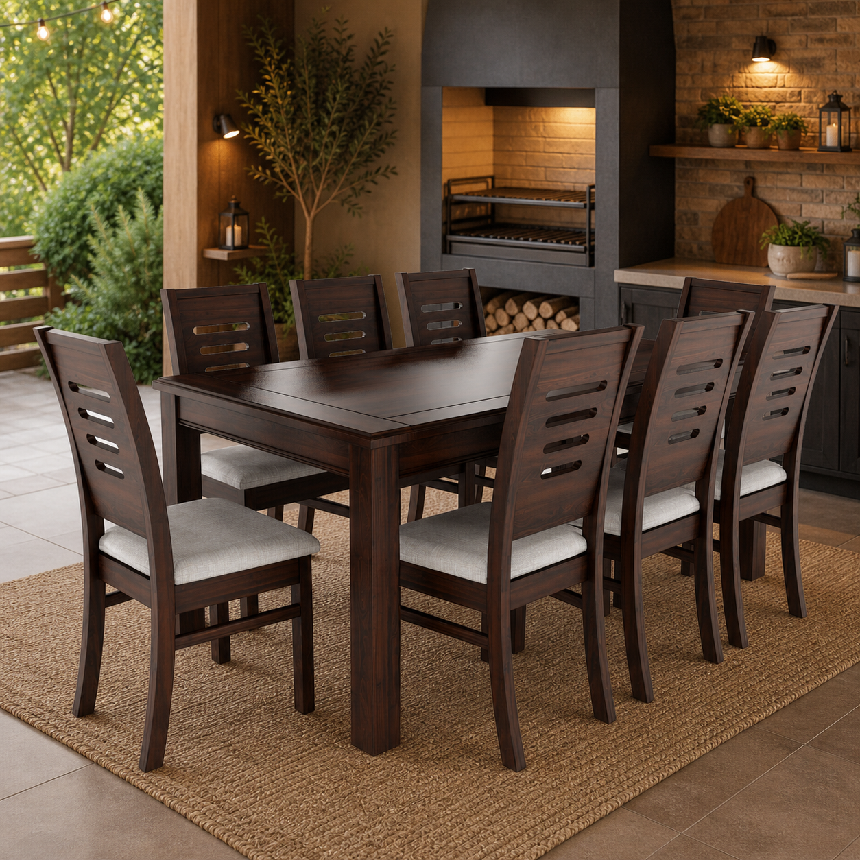 Juego de comedor roma chocolate 8 personas 4