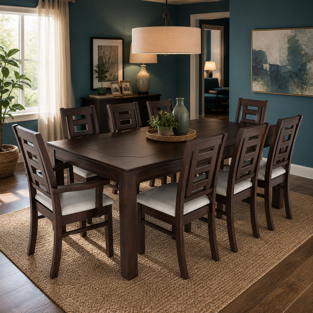 Juego de comedor chocolate sevilla 8 sillas incluye sitiales 4