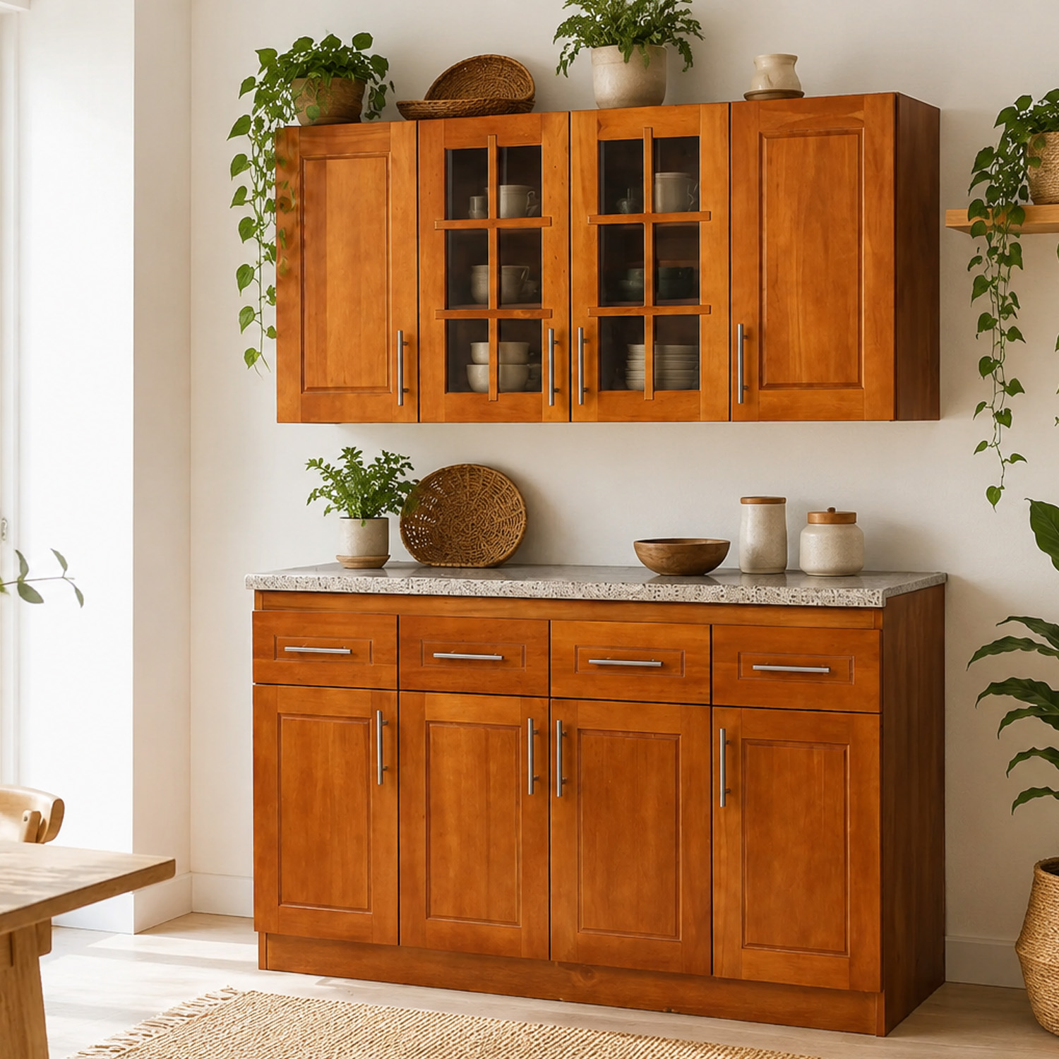 Mueble de Cocina Set Elevacion y base Berin Madera Nogal 4 Puertas 4