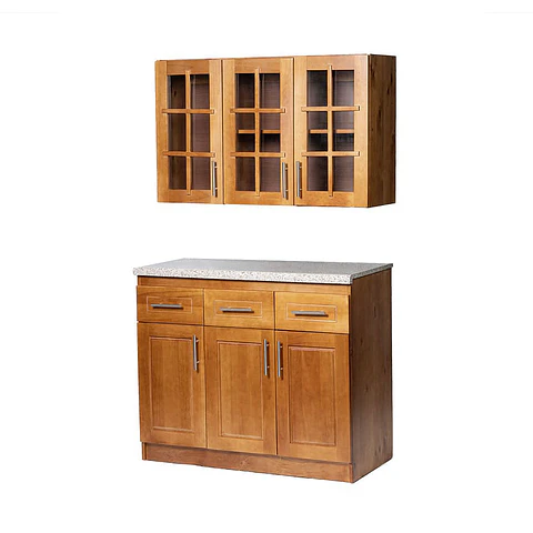Mueble de Cocina Set Elevacion y base Berin Madera Nogal 3 Puertas