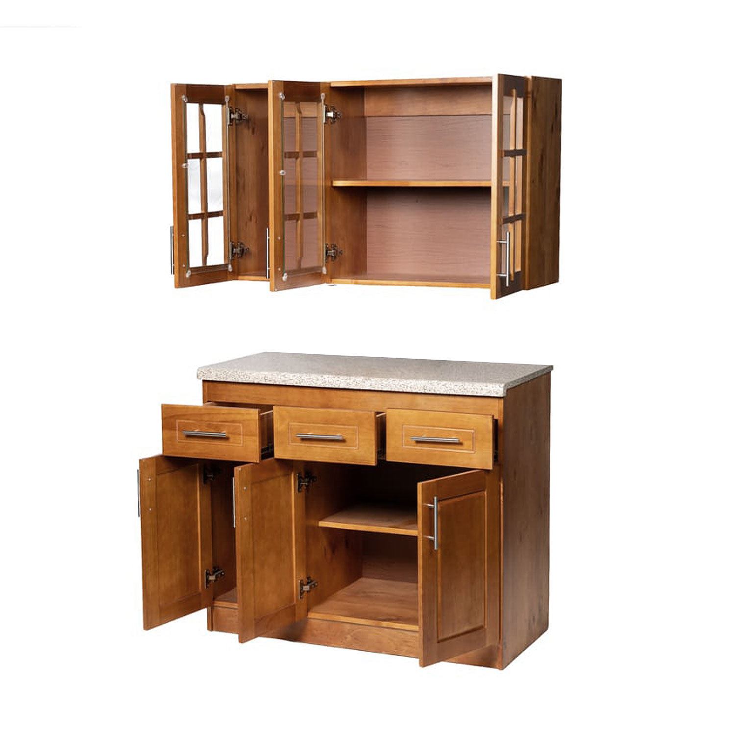 Mueble de Cocina Set Elevacion y base Berin Madera Nogal 3 Puertas 2