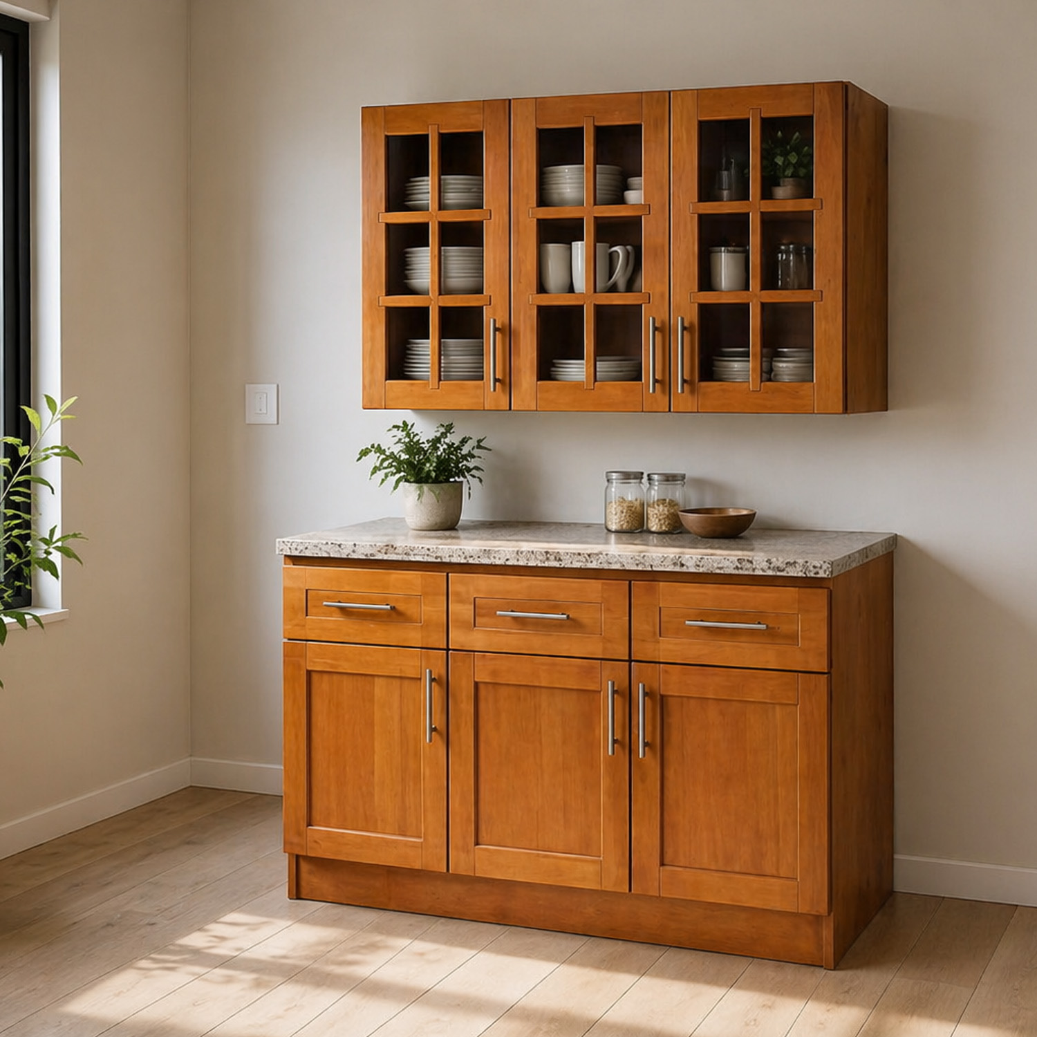 Mueble de Cocina Set Elevacion y base Berin Madera Nogal 3 Puertas 3