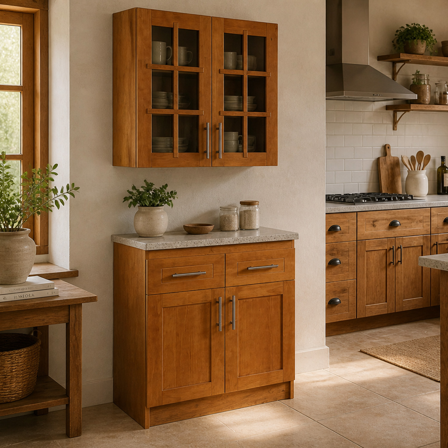 Mueble de Cocina Set Elevacion y base Berin Madera Nogal 2 Puertas 3