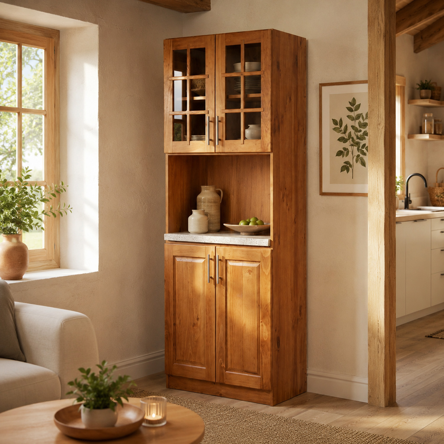 Mueble de Cocina para Microondas Berin Madera Nogal 3