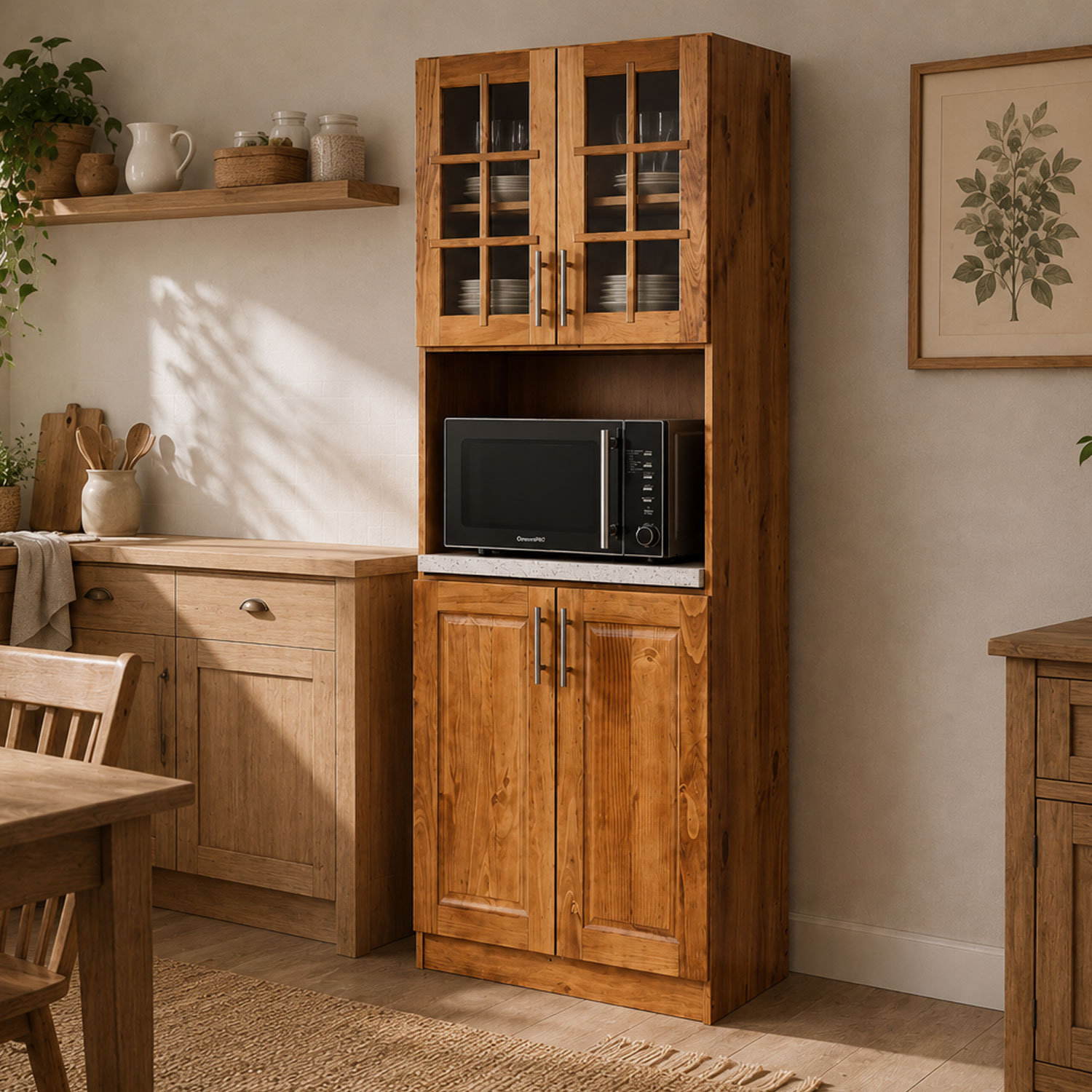 Mueble de Cocina para Microondas Berin Madera Nogal 4
