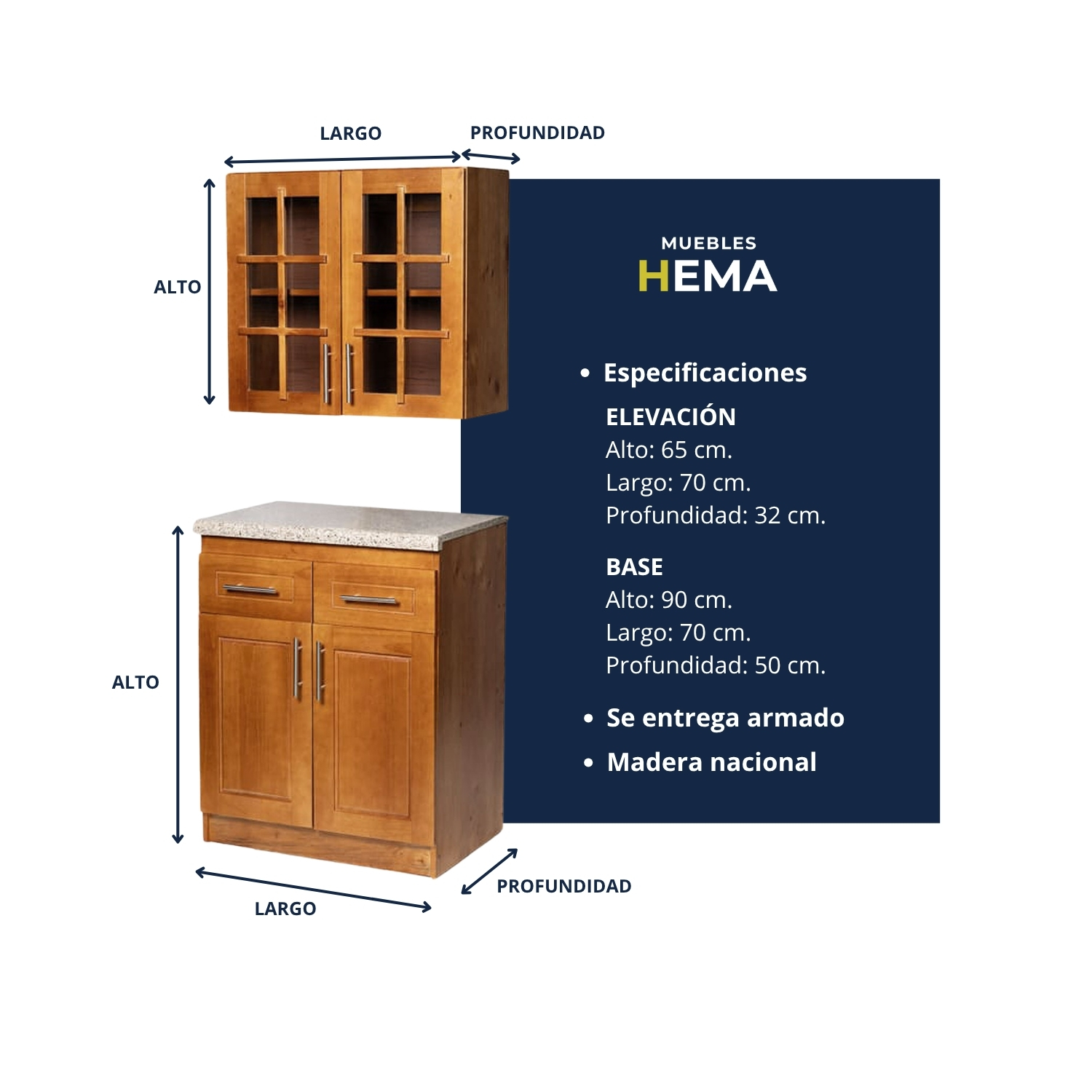 Mueble de Cocina Set Elevacion y base Berin Madera Nogal 2 Puertas 3