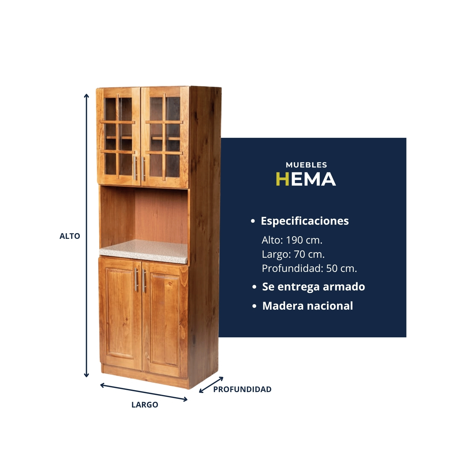 Mueble de Cocina para Microondas Berin Madera Nogal 3