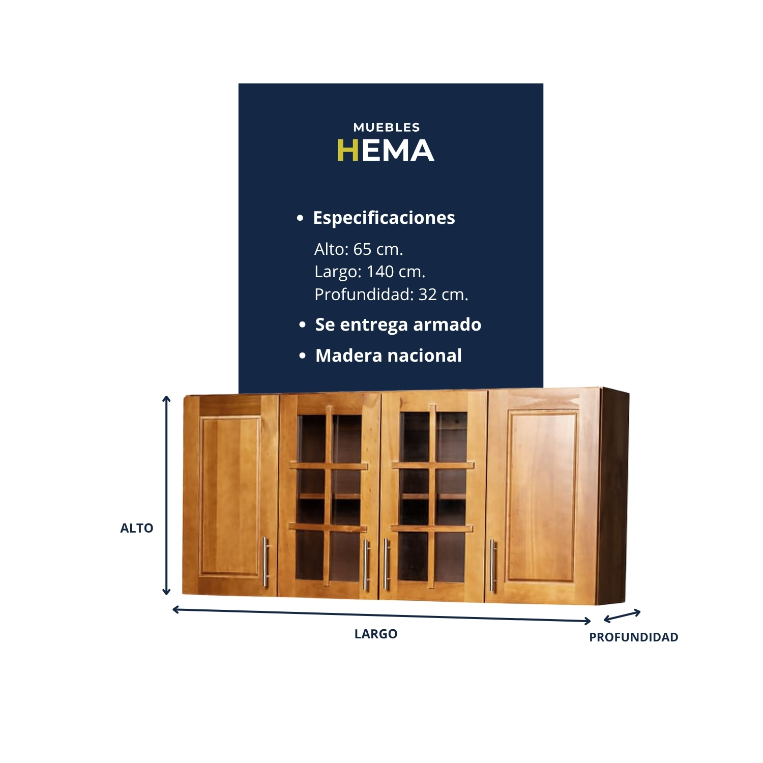 Mueble de Cocina Berlin Madera Nogal Elevacion 4 Puertas 4