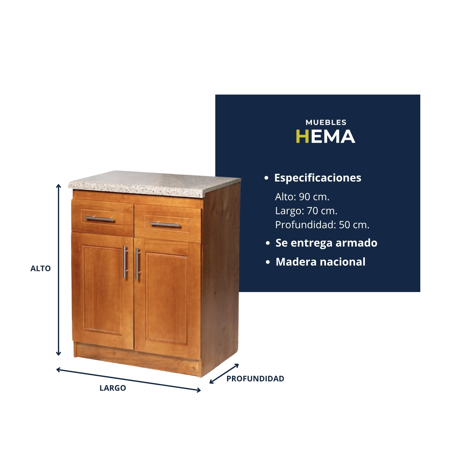 Mueble de Cocina Berlin Madera Nogal Base 2 Puertas 4