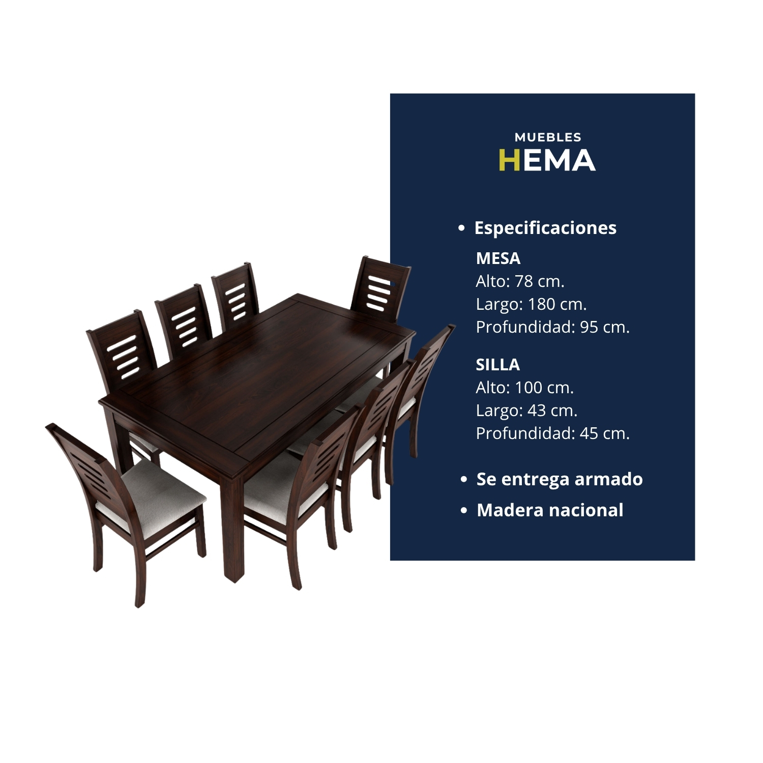Juego de comedor roma chocolate 8 personas 4