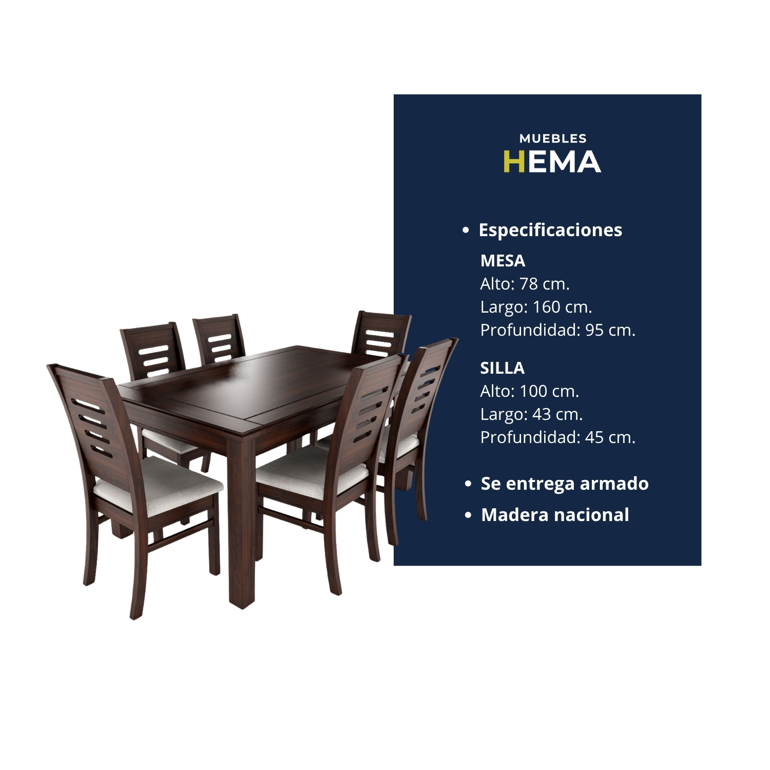 Juego de comedor chocolate roma 6 sillas 4