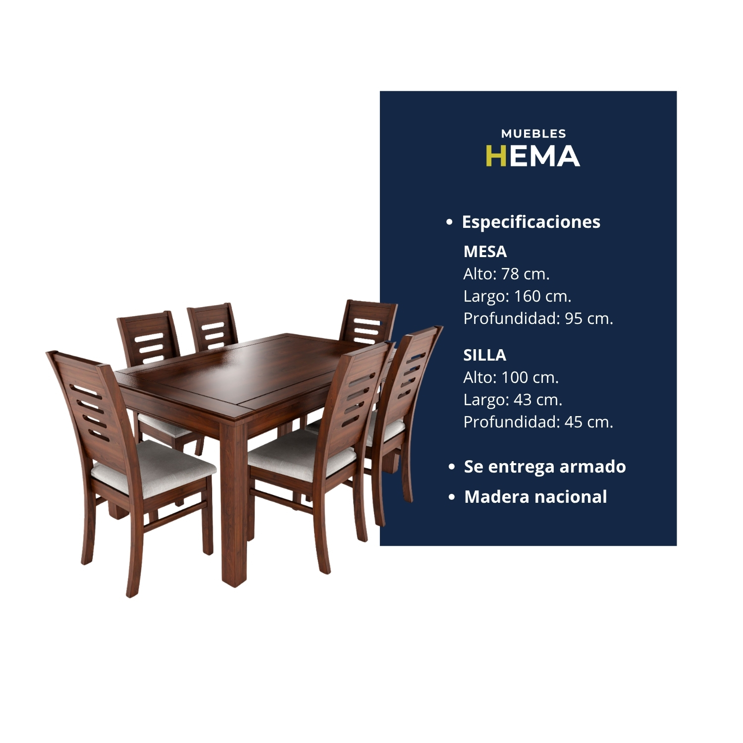 Juego de comedor nogal roma 6 sillas 5