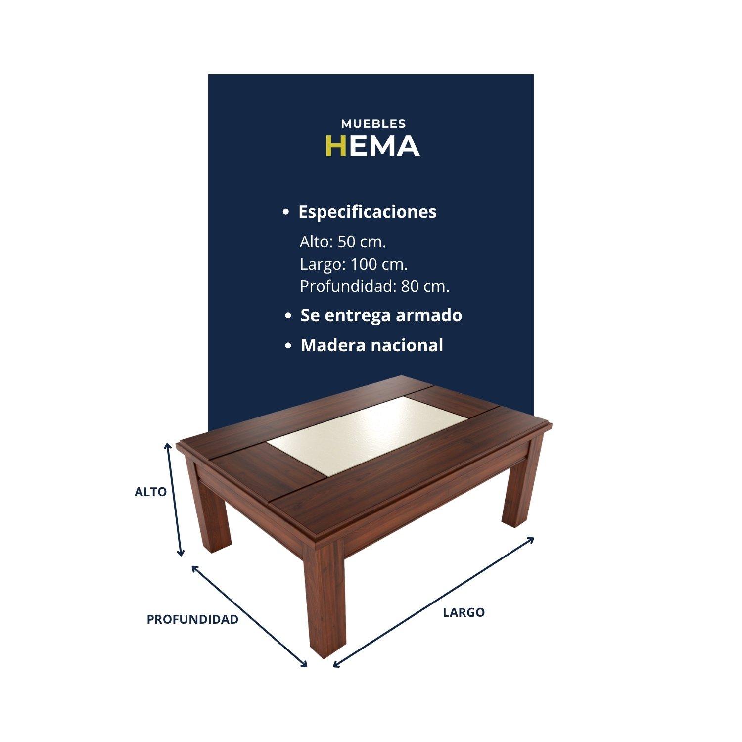 Mesa de centro porcelanato nogal 4