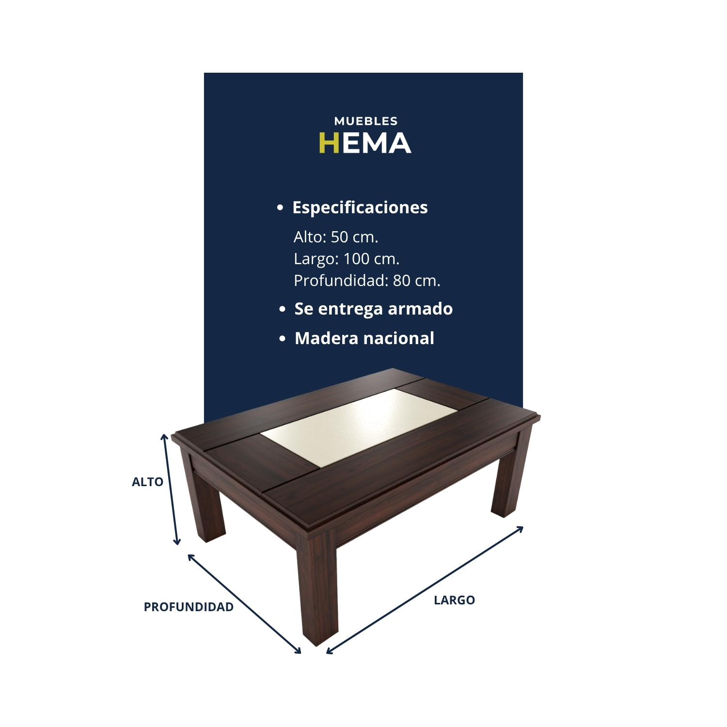Mesa de centro porcelanato chocolate 4