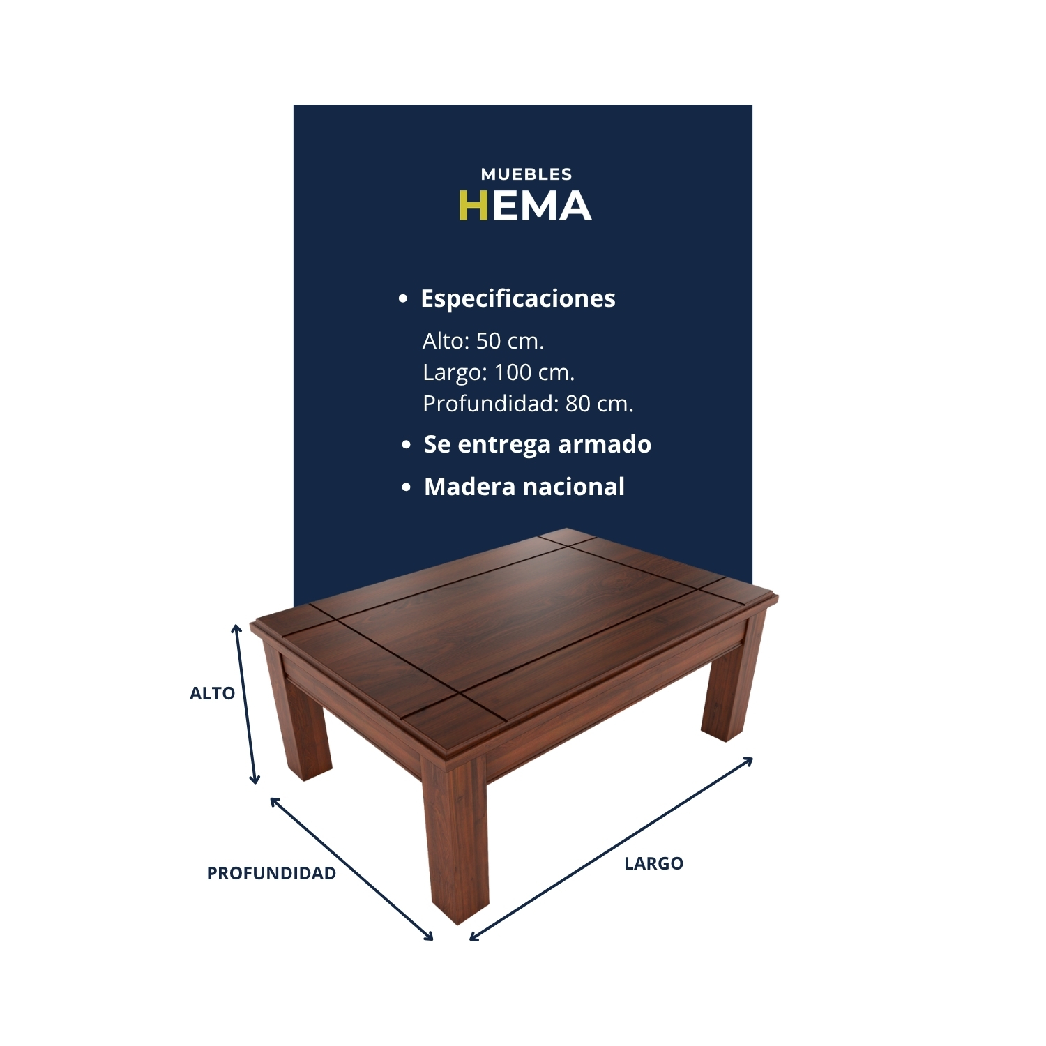 Mesa de centro sevilla nogal 4