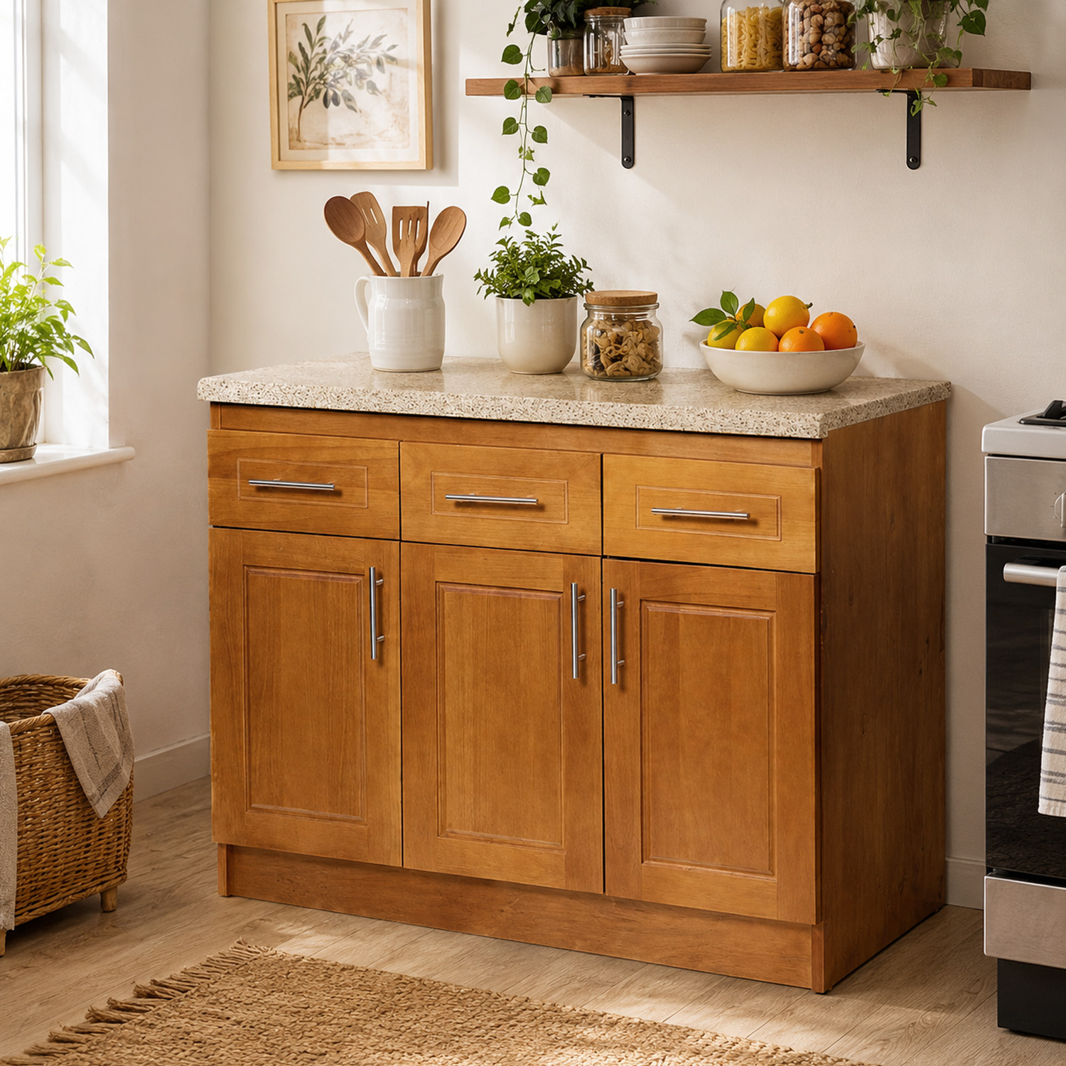 Mueble de Cocina Berlin Madera Nogal Base 3 Puertas 5