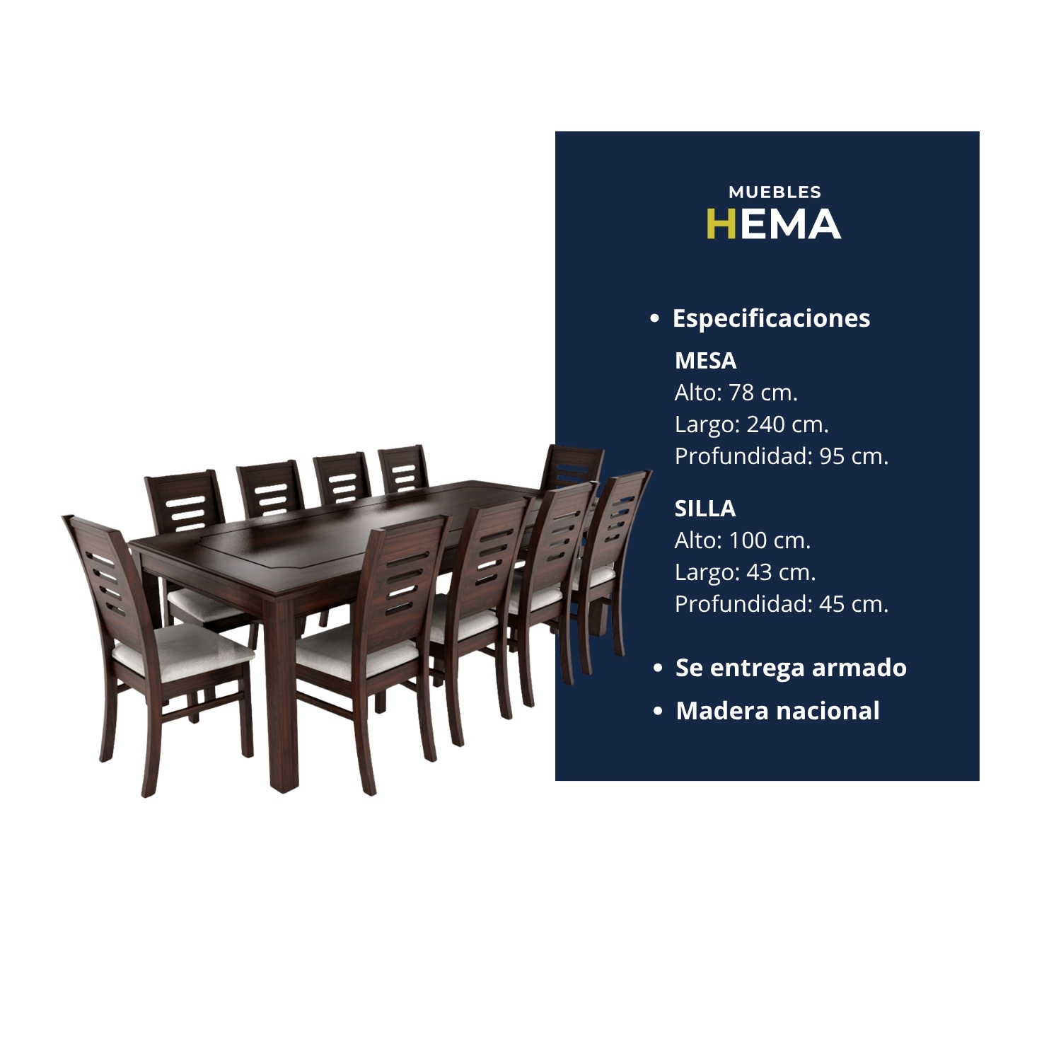 Juego de Comedor Roma 10 Personas Chocolate 4