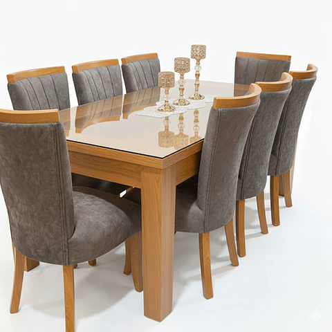 Juego de Comedor Marco Vidrio 8 sillas