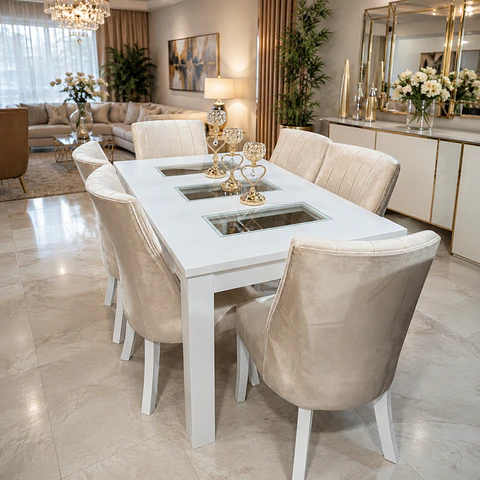 Juego de Comedor 3 vidrios 6 sillas Málaga