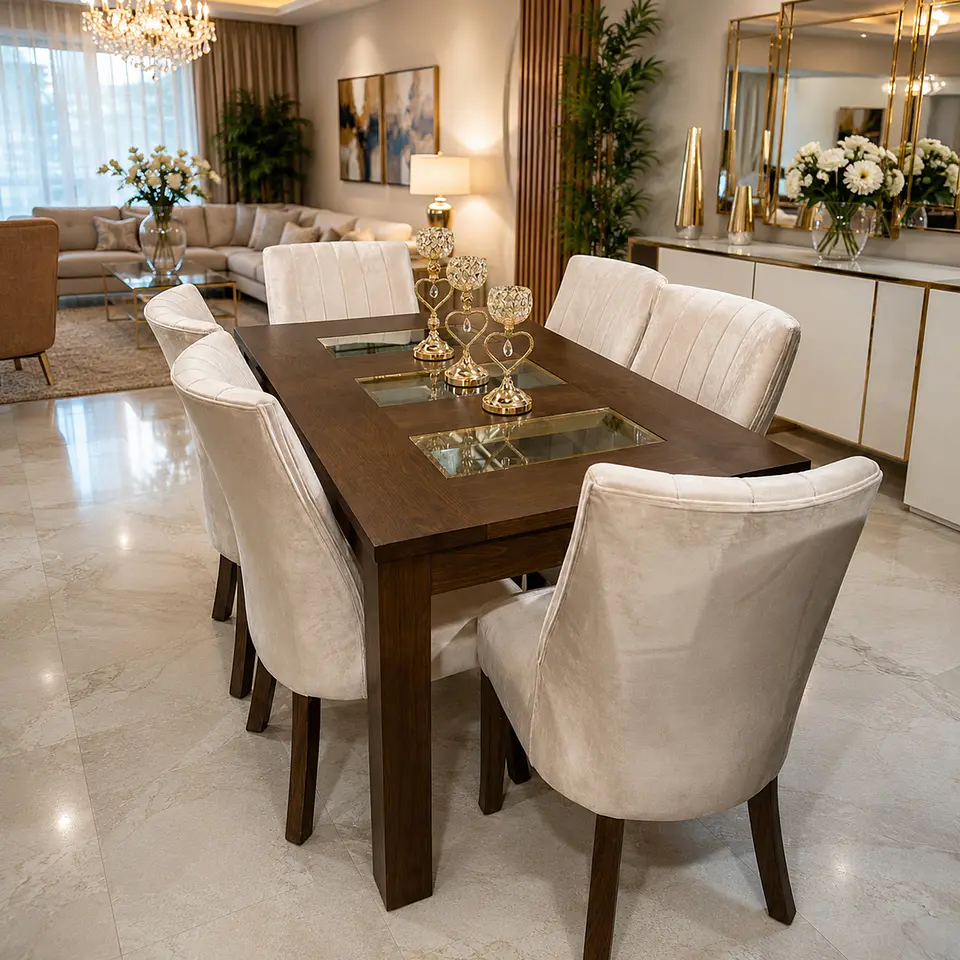 Juego de Comedor 3 vidrios 6 sillas Málaga 3
