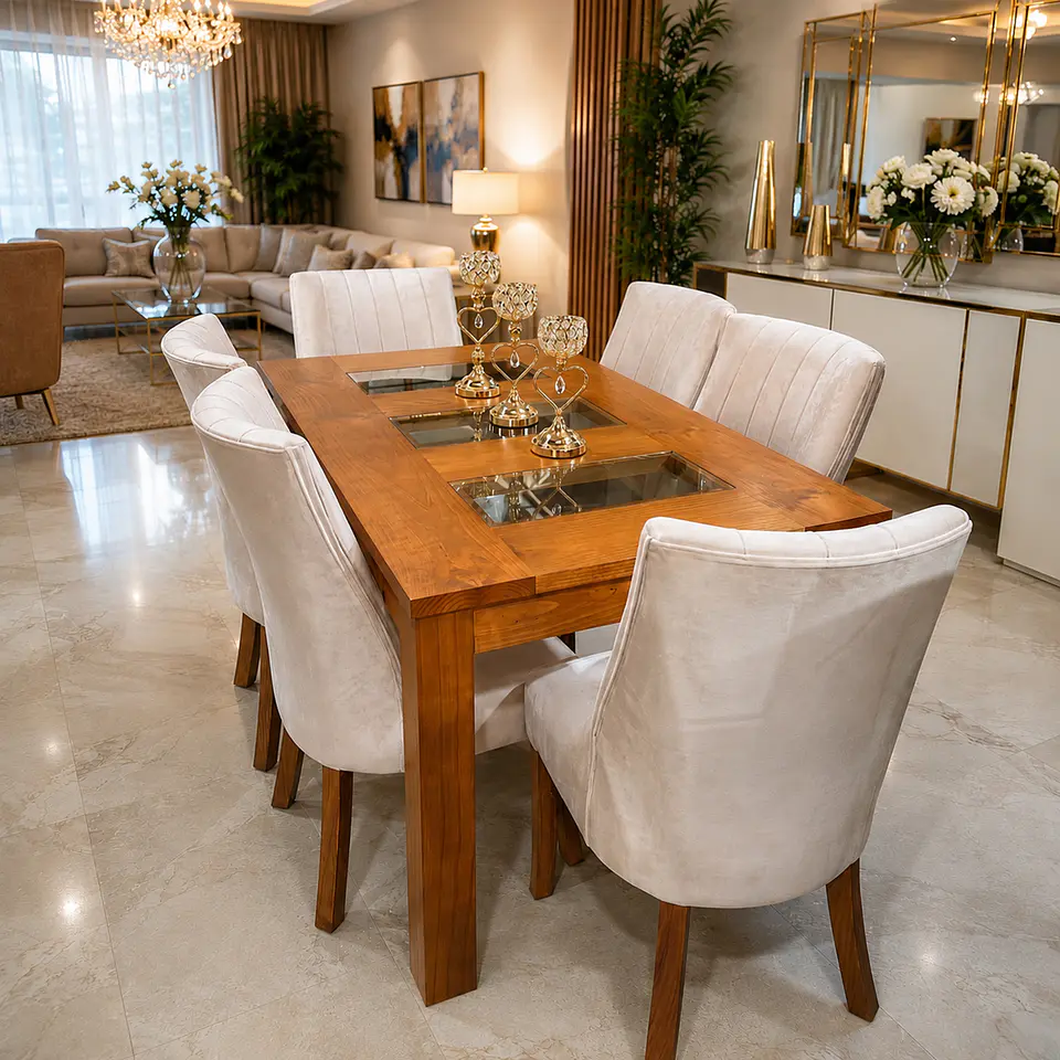 Juego de Comedor 3 vidrios 6 sillas Málaga 8