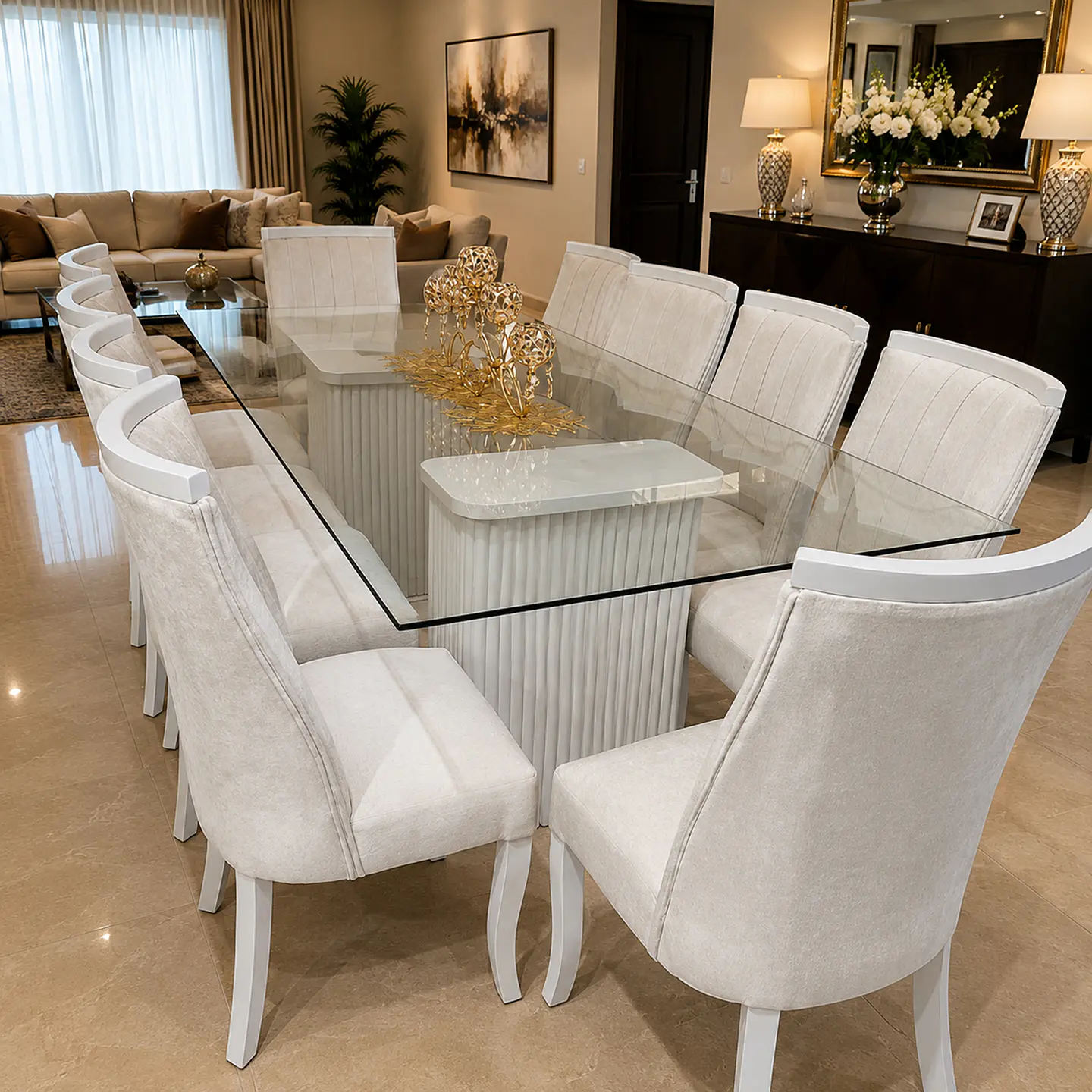 Juego de Comedor Bella en Lenga 10 sillas Málaga con Corona 4