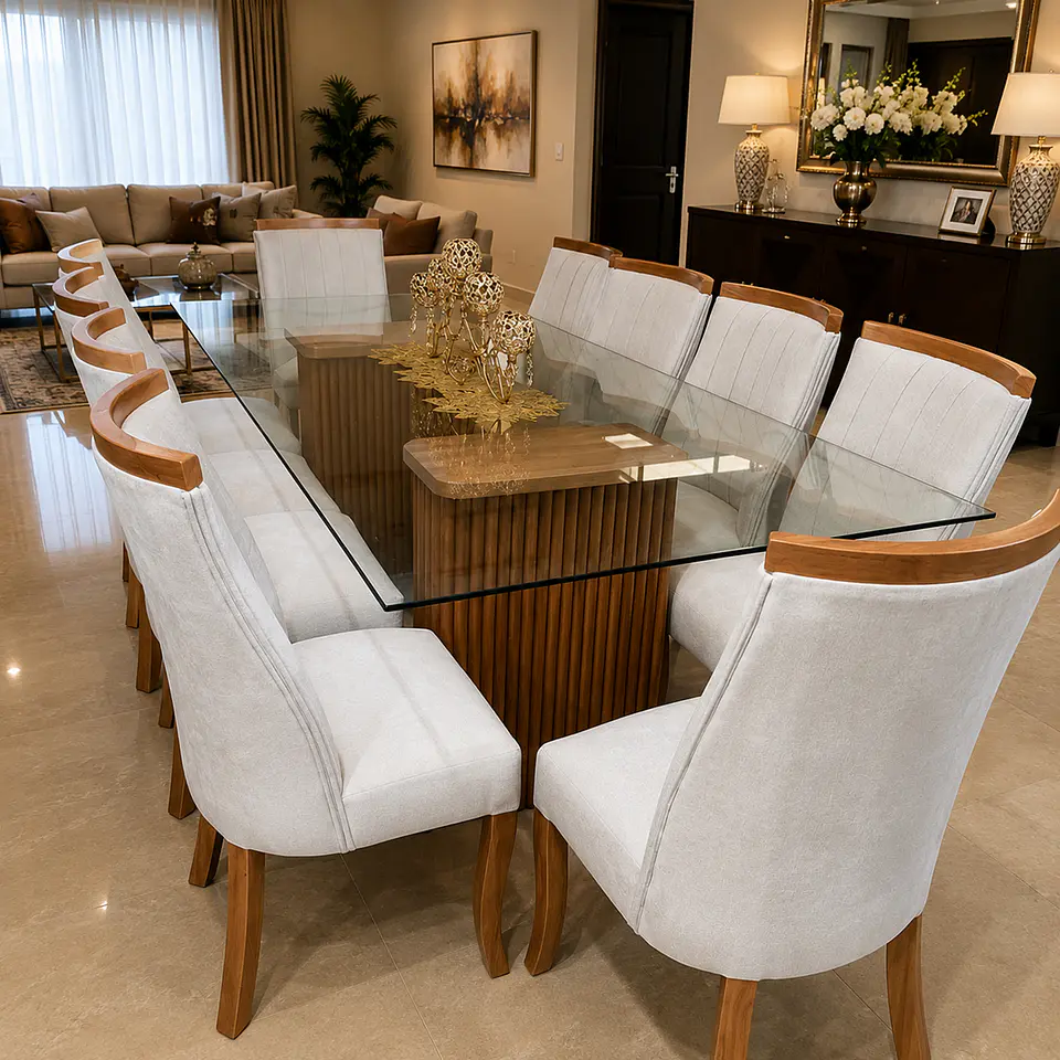 Juego de Comedor Bella en Lenga 10 sillas Málaga con Corona 2