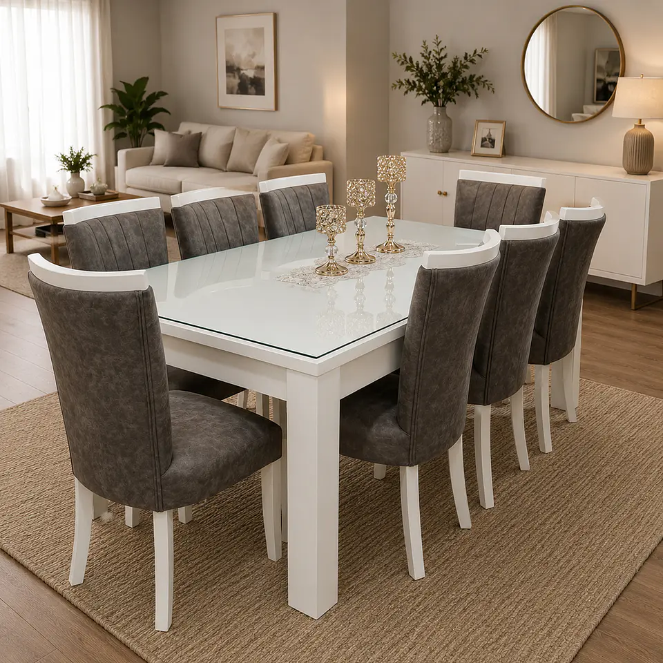 Juego de Comedor Marco Vidrio 8 sillas 4