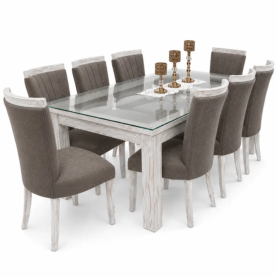 Juego de Comedor Marco Vidrio 8 sillas Zakir Málaga 5