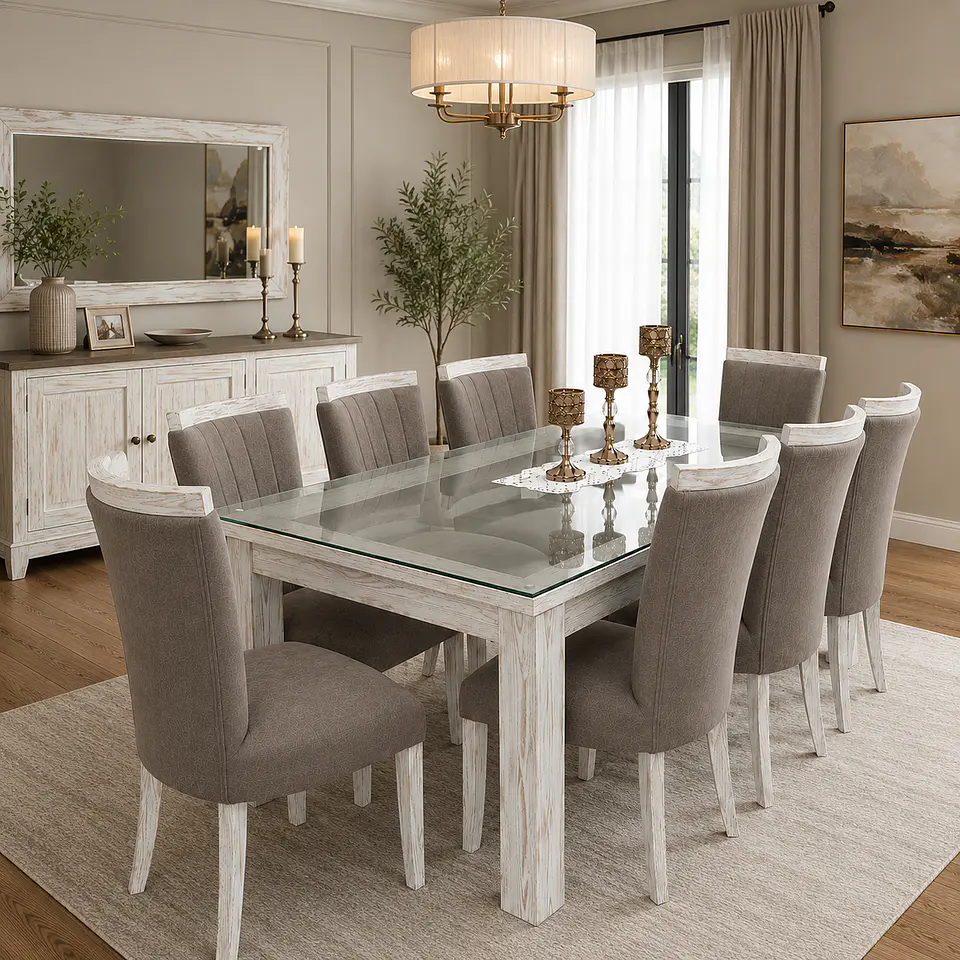 Juego de Comedor Marco Vidrio 8 sillas Zakir Málaga 6