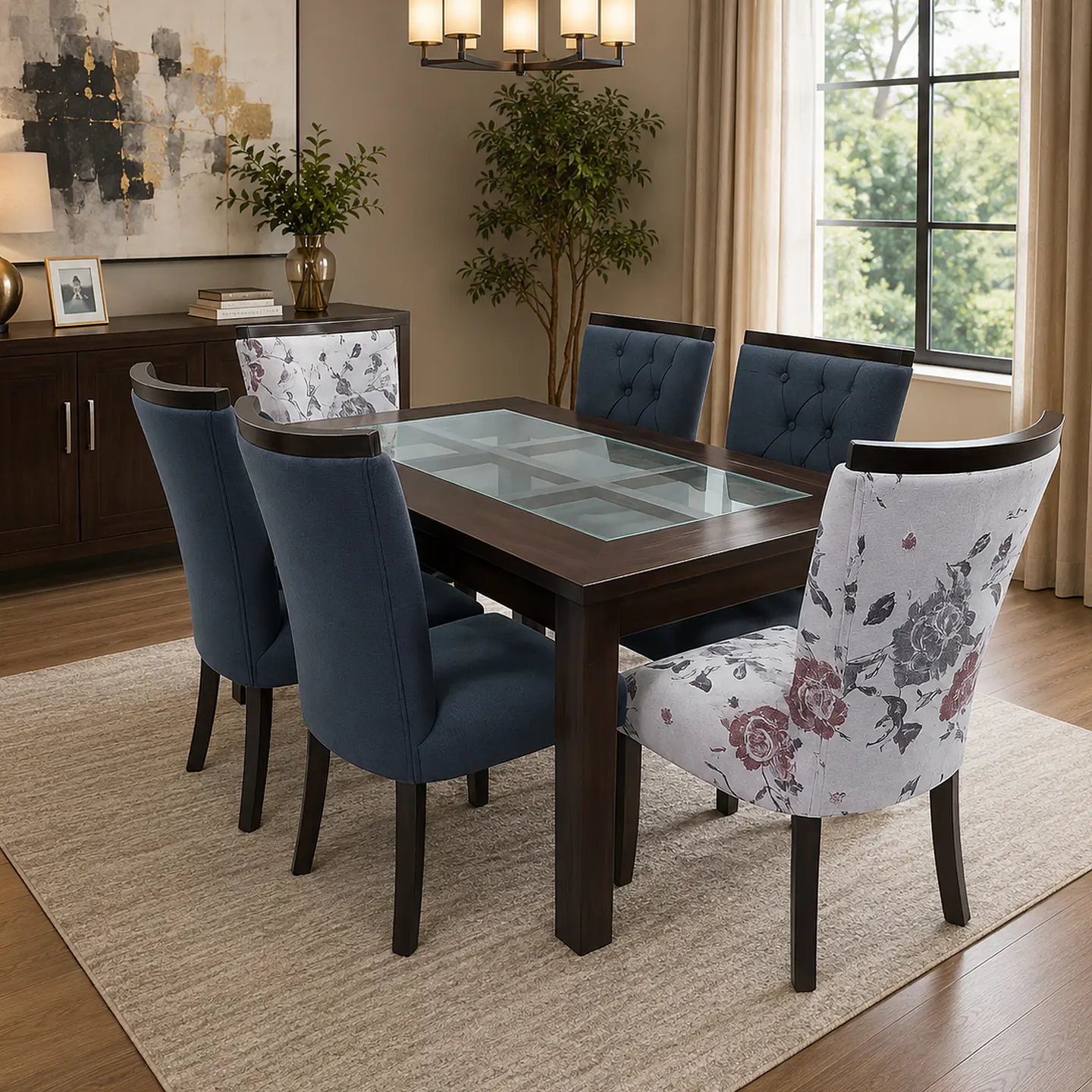 Juego de Comedor Rejilla 6 sillas Zakir Corona Bi 2