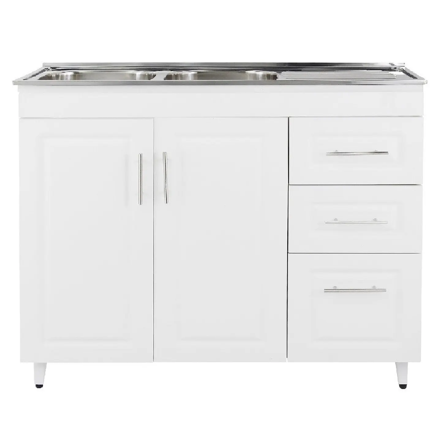 Mueble Lavaplatos Blanco con Cubierta de Acero Inoxidable Secador Derecho 120x50x90 cm (Incluye Armado) 1