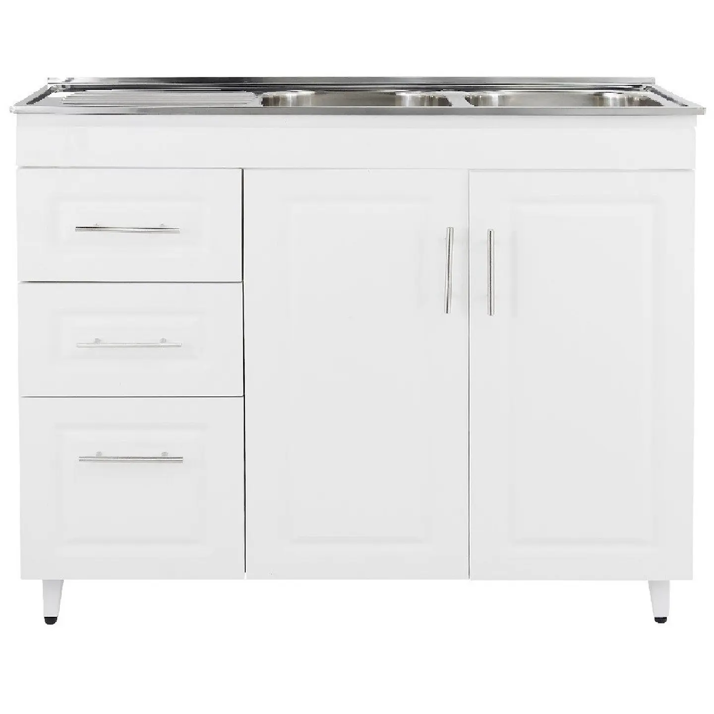 Mueble Lavaplatos Blanco con Cubierta de Acero Inoxidable Secador Izquierdo 120x50x90 cm  (Incluye Armado) 1